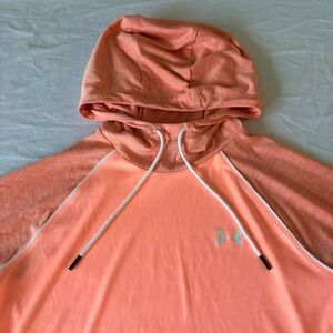 Under Armour Womens Peach Pink Loose Fit Velocity Wordmark Hoodie Size M
